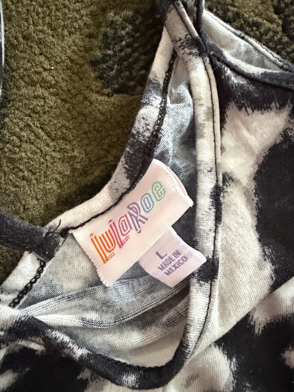 LuLaRoe Black & White Tie-Dye Strappy Camisole - Picture 2 of 2